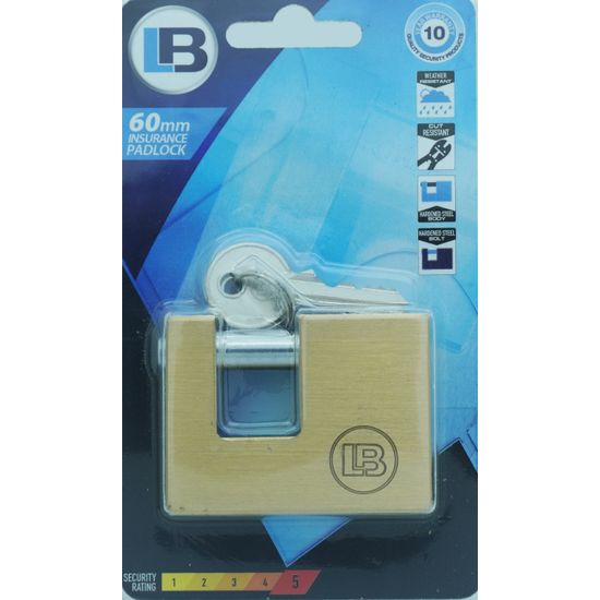 L&b Padlock Insurance Brass 60mm