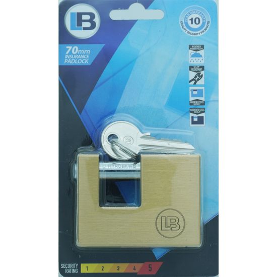L&b Padlock Insurance Brass 70mm