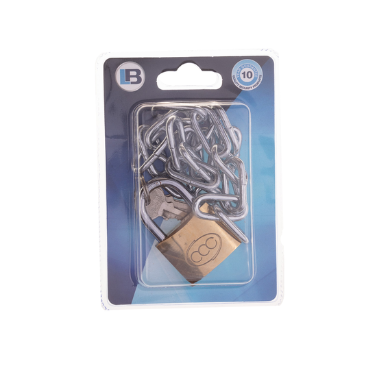 L&b Padlock With Chain 4mmx500mm Brass 25mm