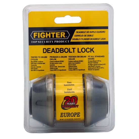 L&b Lock Fighter Deadbolt Double Cylinderinder Antique Brass