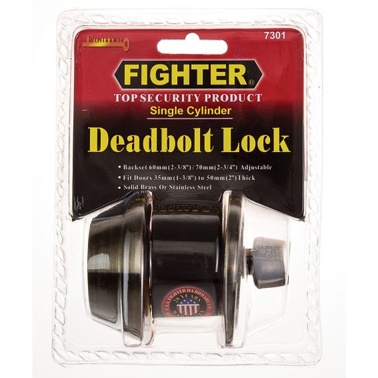 L&b Lock Fighter Deadbolt Single Cylinderinder Antique Brass