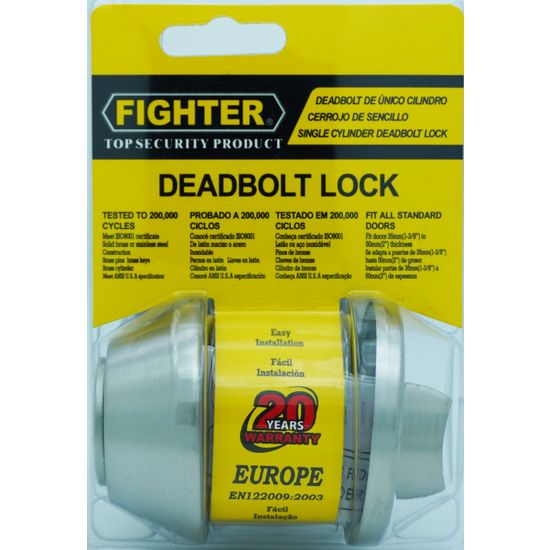 L&b Lock Fighter Deadbolt Single Cylinderinder Stainless Steel