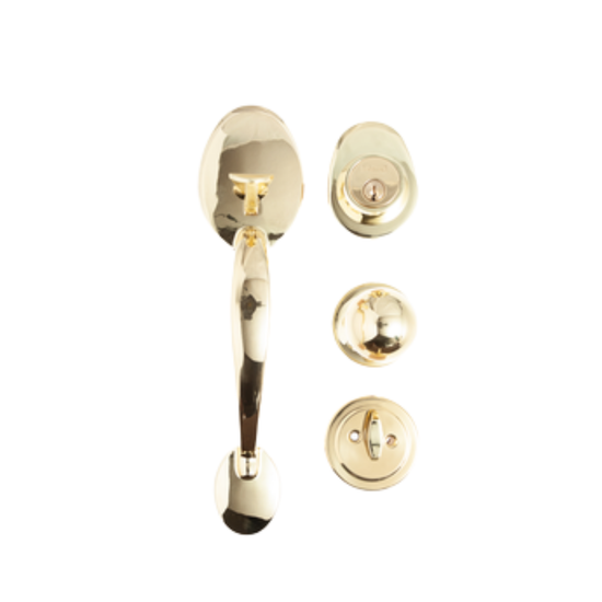 L&b Lockset Fighter Long Handle With Lock Brass