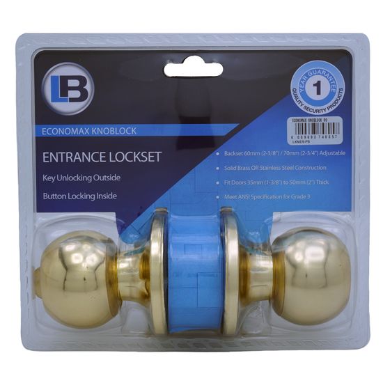 L&b Lock Economax Knoblock Round Brass