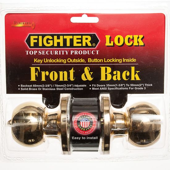 L&b Lock Fighter Knoblock Round Brass