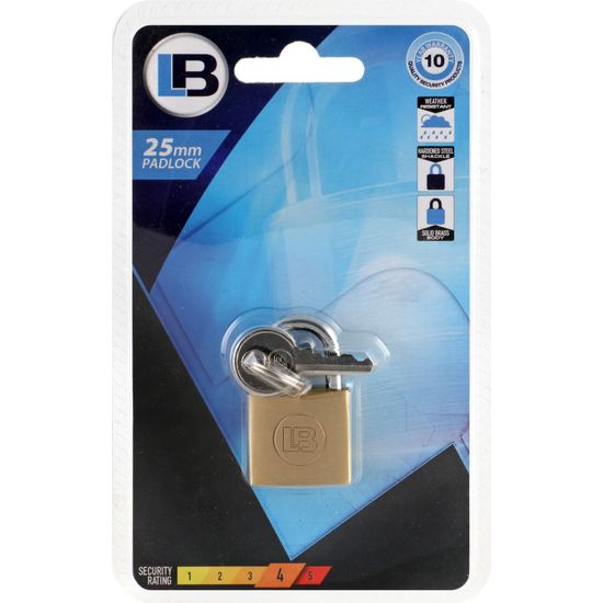 L&b Padlock Standard Brass 25mm