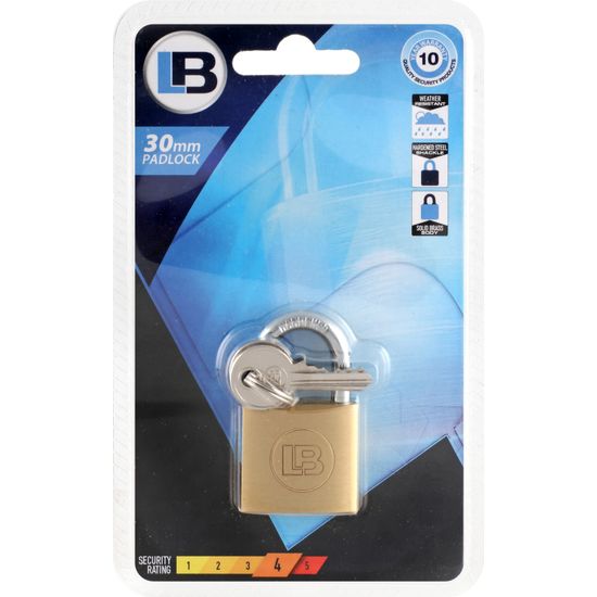 L&b Padlock Standard Brass 30mm