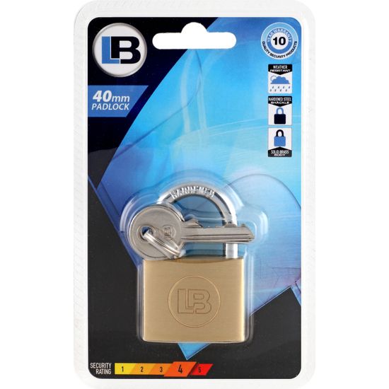 L&b Padlock Standard Brass 40mm