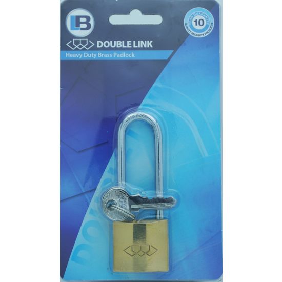 L&b Padlock Double Link Long Shackle Brass 32mm
