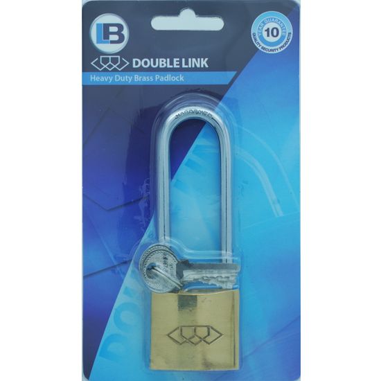 L&b Padlock Double Link Long Shackle Brass 38mm