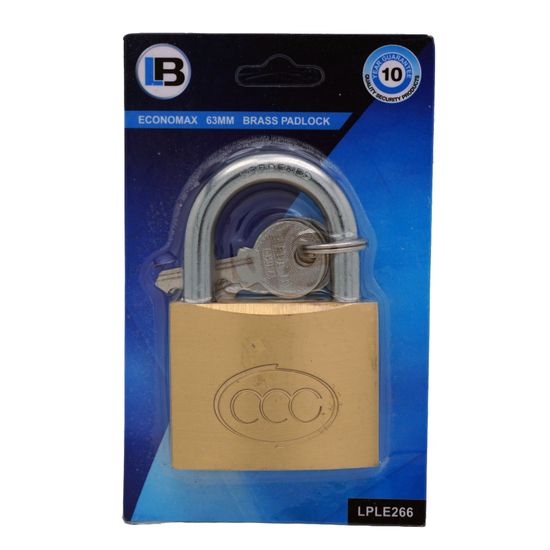 L&b Padlock Economax Standard Brass 63mm
