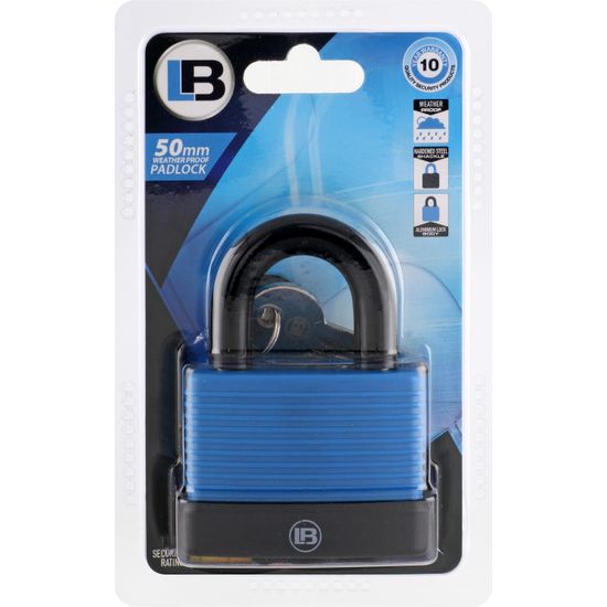 L&b Padlock Weatherproof Blue 50mm