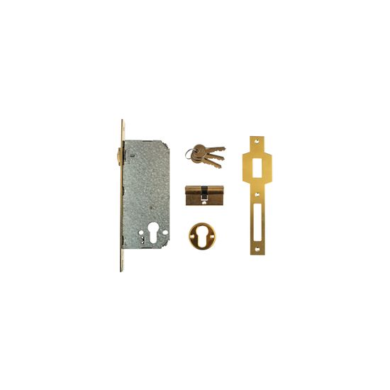 L&b Lock Roller Bolt And Deadlock Brass 40mm