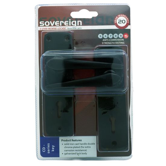 L&b Lockset Mortise Sovereign 3 Lever Black Sabs