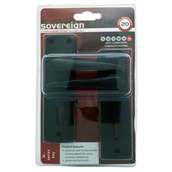 L&b Lockset Mortise Sovereign 4 Lever Black Sabs