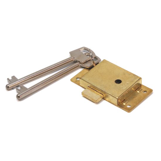 Cupboard Lock Brass Plated 53mm (1)
