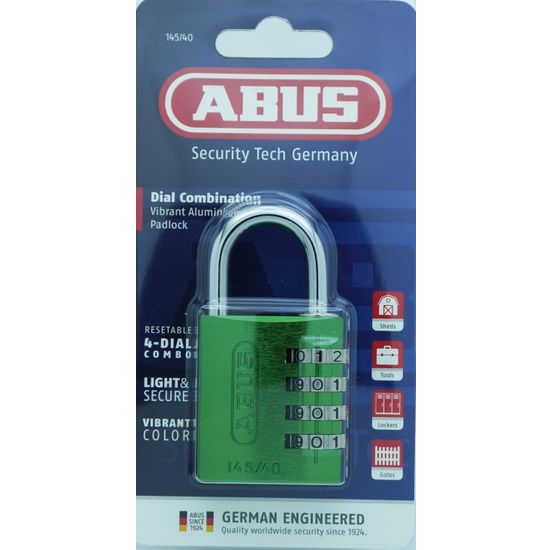 L&b Padlock Abus 40mm Comb Reset Green Blist