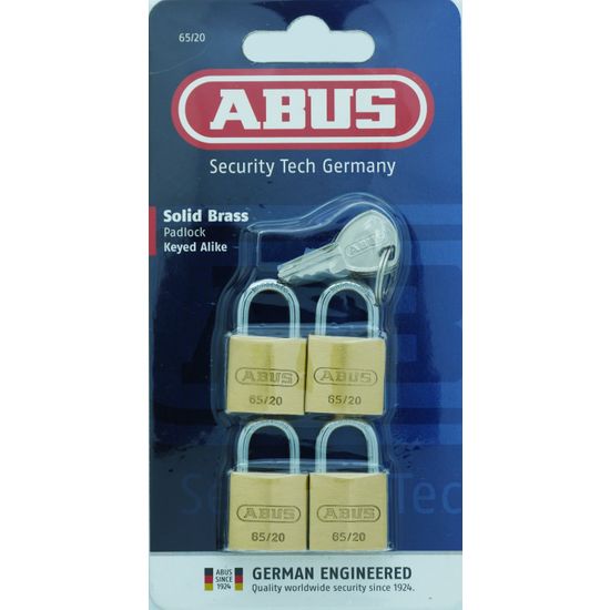 L&b Padlock Abus 20mm 4 Pack Keyed Alike Blister