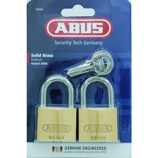 L&b Padlock Abus 40mm 2 Pack Keyed Alike Blister