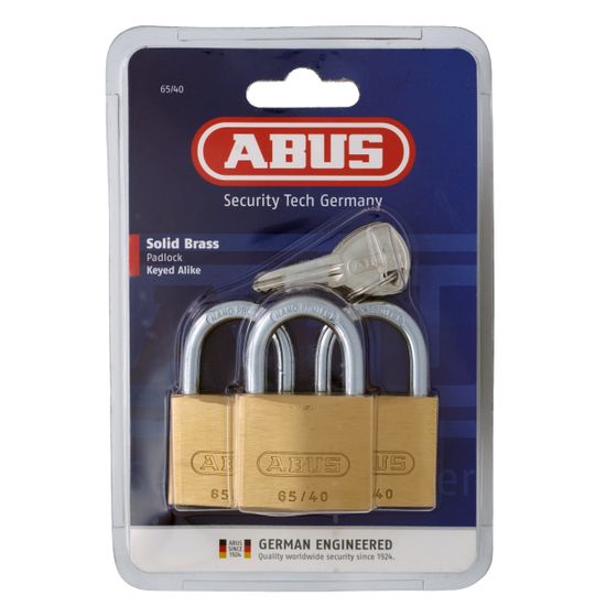 L&b Padlock Abus 40mm 3 Pack Keyed Alike Blister