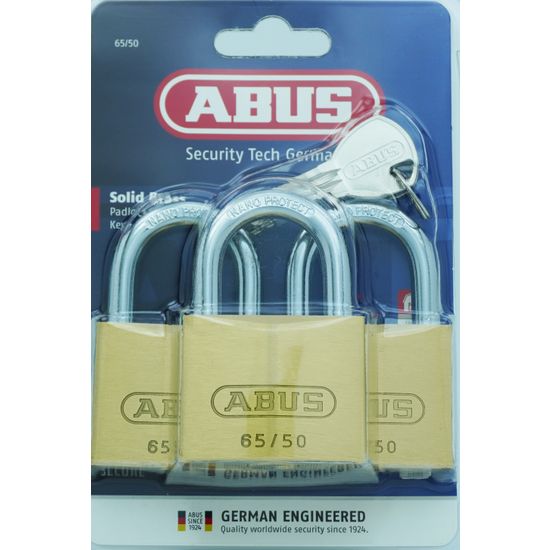 L&b Padlock Abus 50mm 3 Pack Keyed Alike Blister