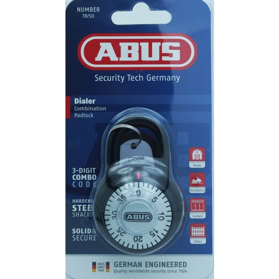 L&b Padlock Abus 50mm Combination Wheel Silv