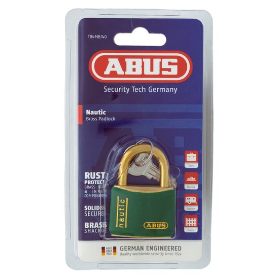 L&b Padlock Abus 40mm Brass Green Cover Blis