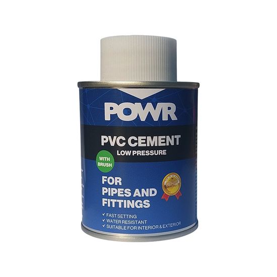 Adhesive Pvc Pipe Cement Lp 200ml C/w Brush POWR