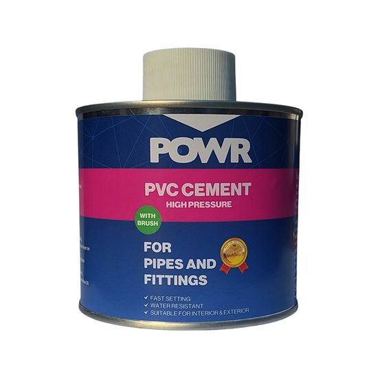Adhesive Pvc Pipe Cement Hp 500ml C/w Brush POWR