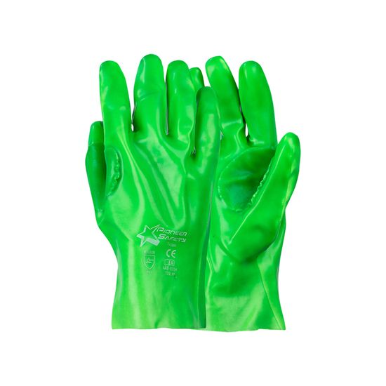 Gloves Pvc Reinforced Hi-vis Green 27cm G094