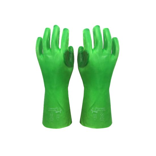 Gloves Pvc Reinforced Hi-vis Green Elbow 35cm G095