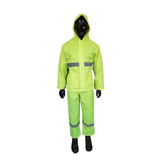 Rainsuit Rubberised Hi-vis Refl Tape Lime Med Rrl