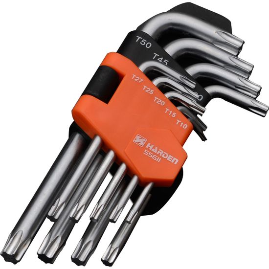 HARDEN 9pcs Medium Length Torx Key Wrench