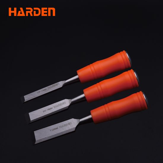 HARDEN 3pcs Orange Circular Handle Wood Chisel Set