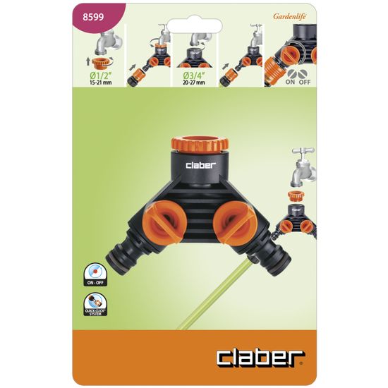 3/4 Inch & 1/2 Inch Tap To Two Quick Click Distributor With Valves