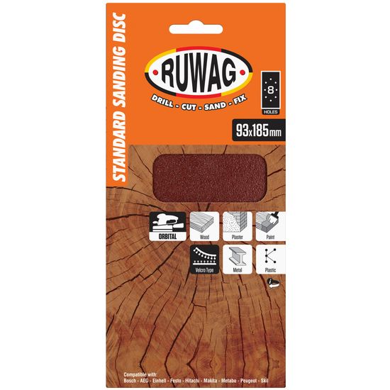 RUWAG 93x185 P180 Orbital Velcro 5 Pack /pk