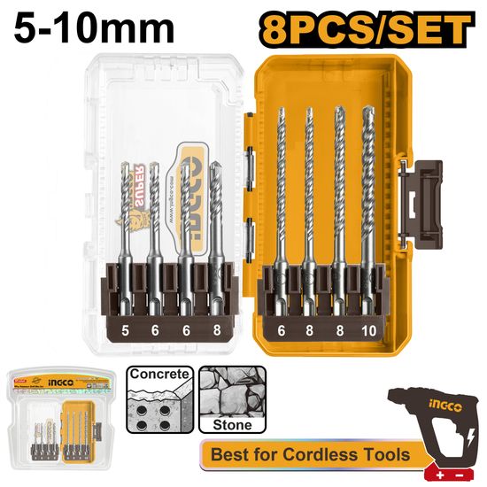 Drill Bit Set Sds + 8pc 5-10mm Plst Casing