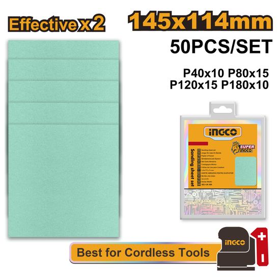 INGCO Sand Sheet Ass P40 P80 P120 P180 50pc