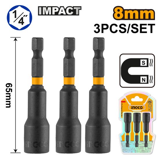 INGCO Magnetic Nut Setter 8mm 3pc