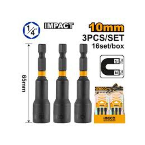 INGCO Magnetic Nut Setter 10mm 3pc 16 In Display Box