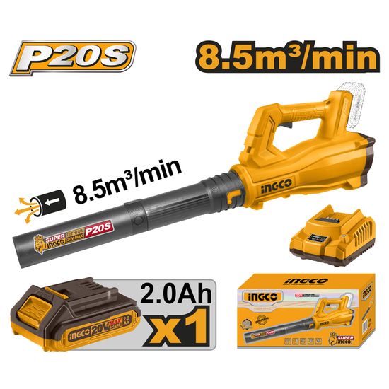 INGCO 20v Ps+ C/l Blower 8.5qbm/min Kit