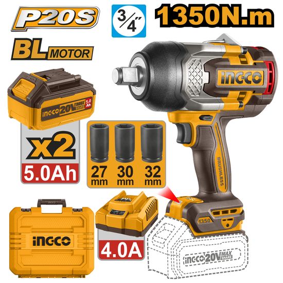 20v Ps+ C/l B/l Impact Wrench 3/4 Bmc Kit 2bat