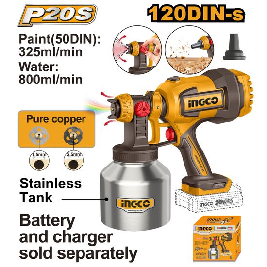 20v Ps+ C/l Spray Gun 800ml Incl Ass No B/c