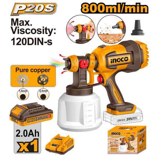 20v Ps+ C/l Spray Gun Incl Ass 5pcs Kit 1bat