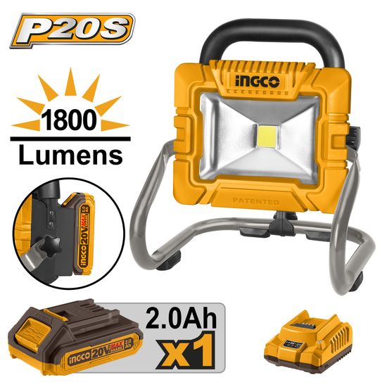 INGCO 20v Ps+ C/l 1800 Lumens Work Lamp Kit 1bat