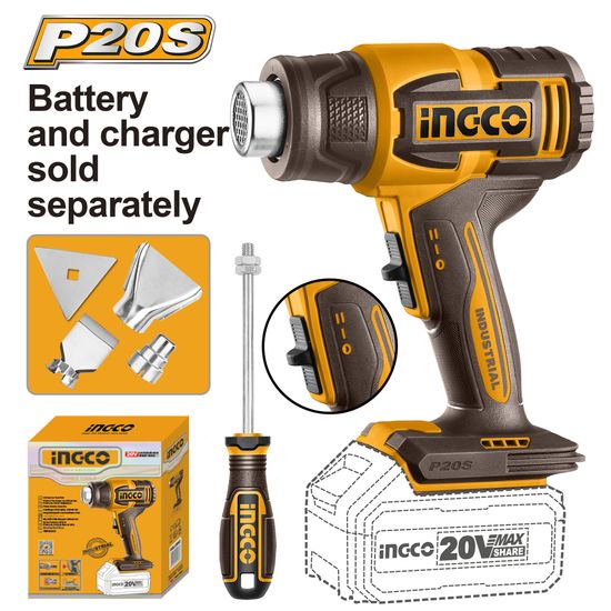 20v Ps+ C/l Heat Gun +acc 3pcs No B/c