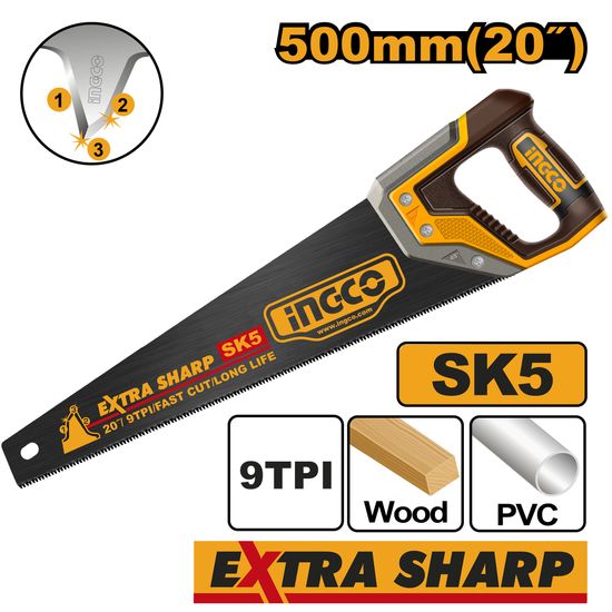 INGCO Saw Hand 500mm 9tpi X Sharp Bld Sk5