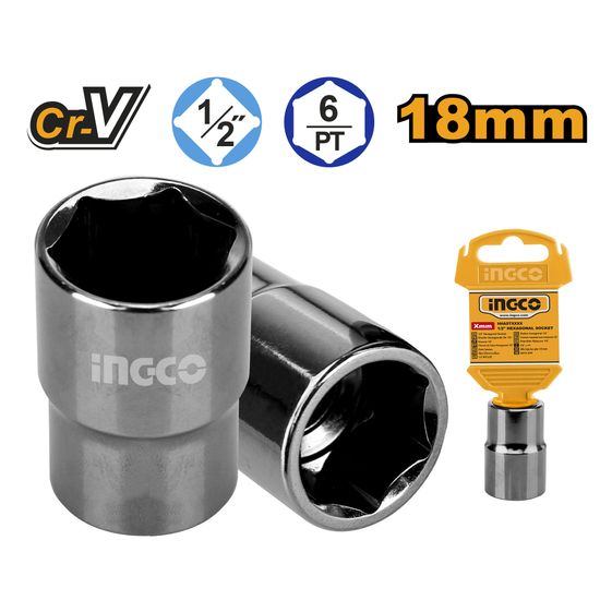 INGCO Socket Hex 1/2dr 6pt 18mm