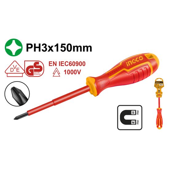 INGCO S/driver Ph3x150mm Ins. Cr-v