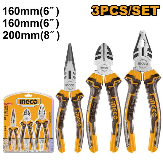 INGCO Plier Set 3pc Polished